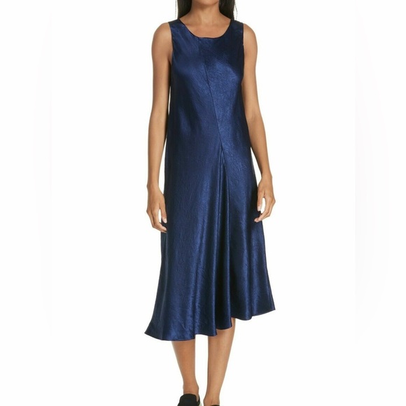 Vince silk bias slip‎ dress crushed pure asymmetric sleeveless luxury designer - Picture 2 of 7